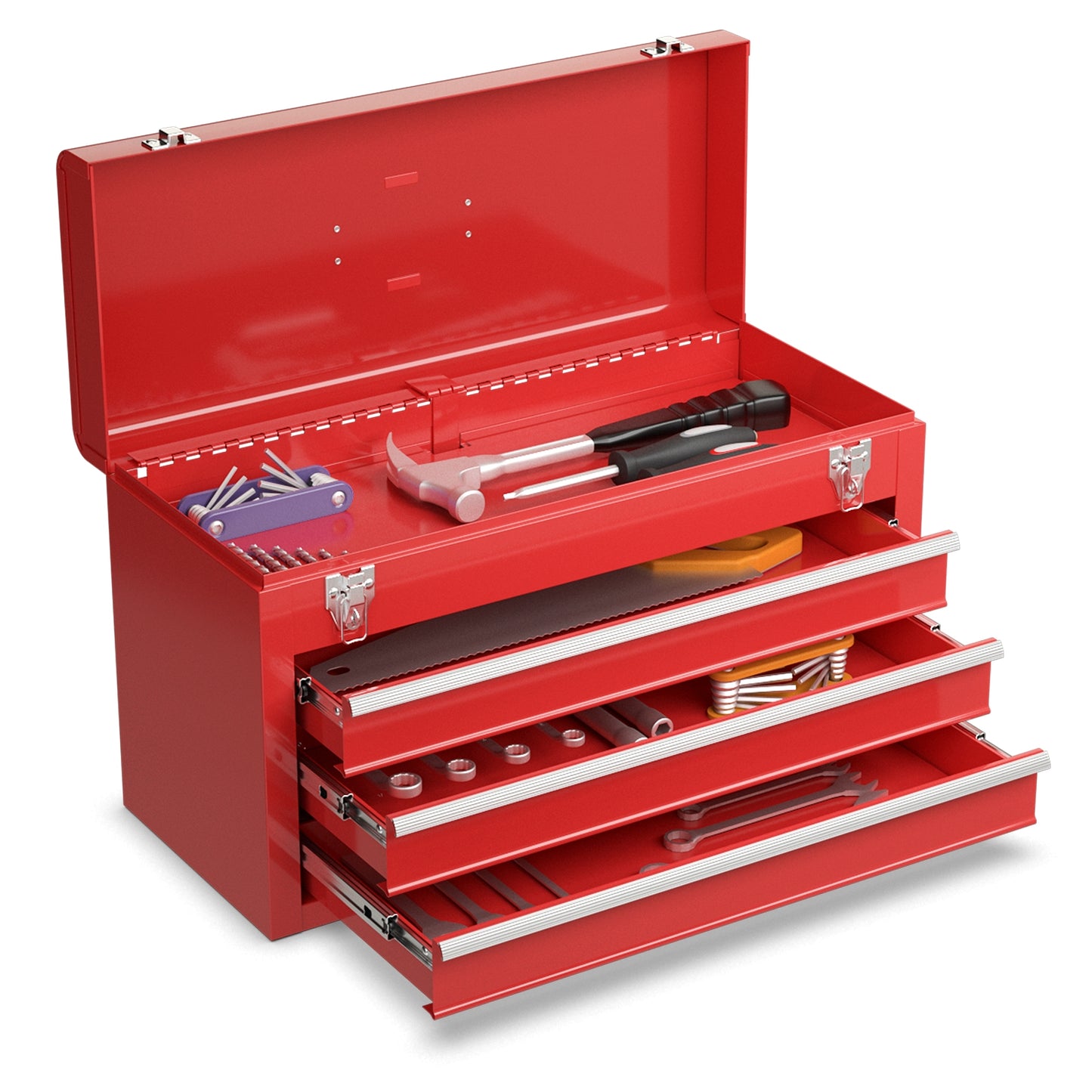 Portable Tool Cabinet with 3 Drawers - Red Mechanic Storage