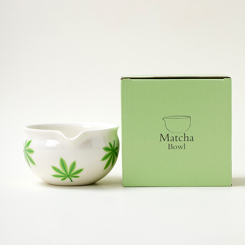 Ceramic Matcha Bowl Set Japanese Style Flower Pattern Home Barware