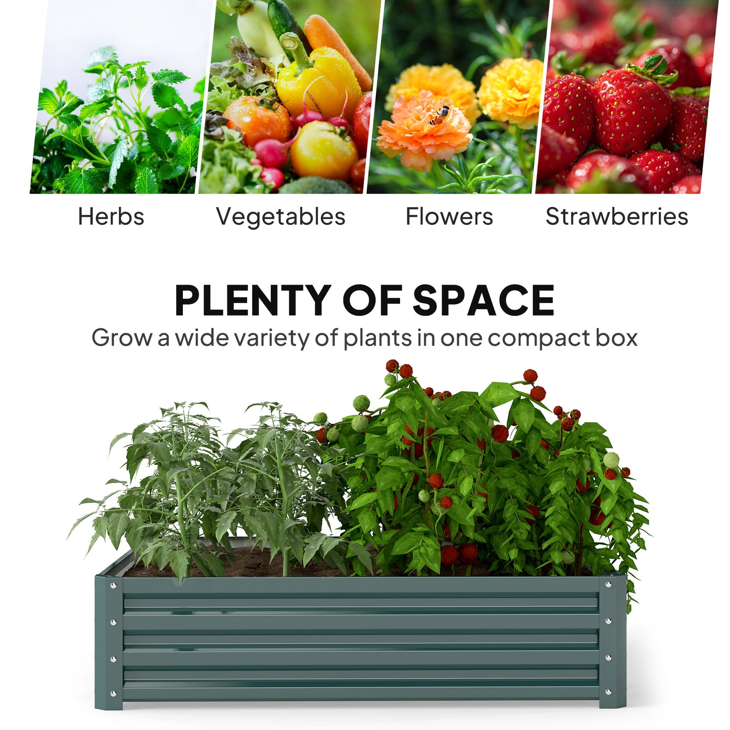 Galvanized Metal Planter Box - Easy Assembly Raised Garden Bed - Green