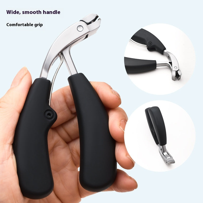 Large Opening Anti-Splash Nail Clippers with Secondary Blade - Black