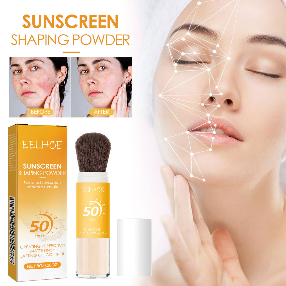 Facial Sunscreen Setting Powder - 8g Face Makeup Powder for Sun Protection