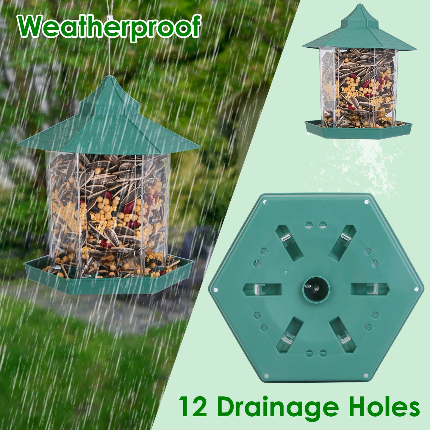 Hanging Bird Feeder with Large Capacity and 6 Feeding Ports for Garden Patio Park