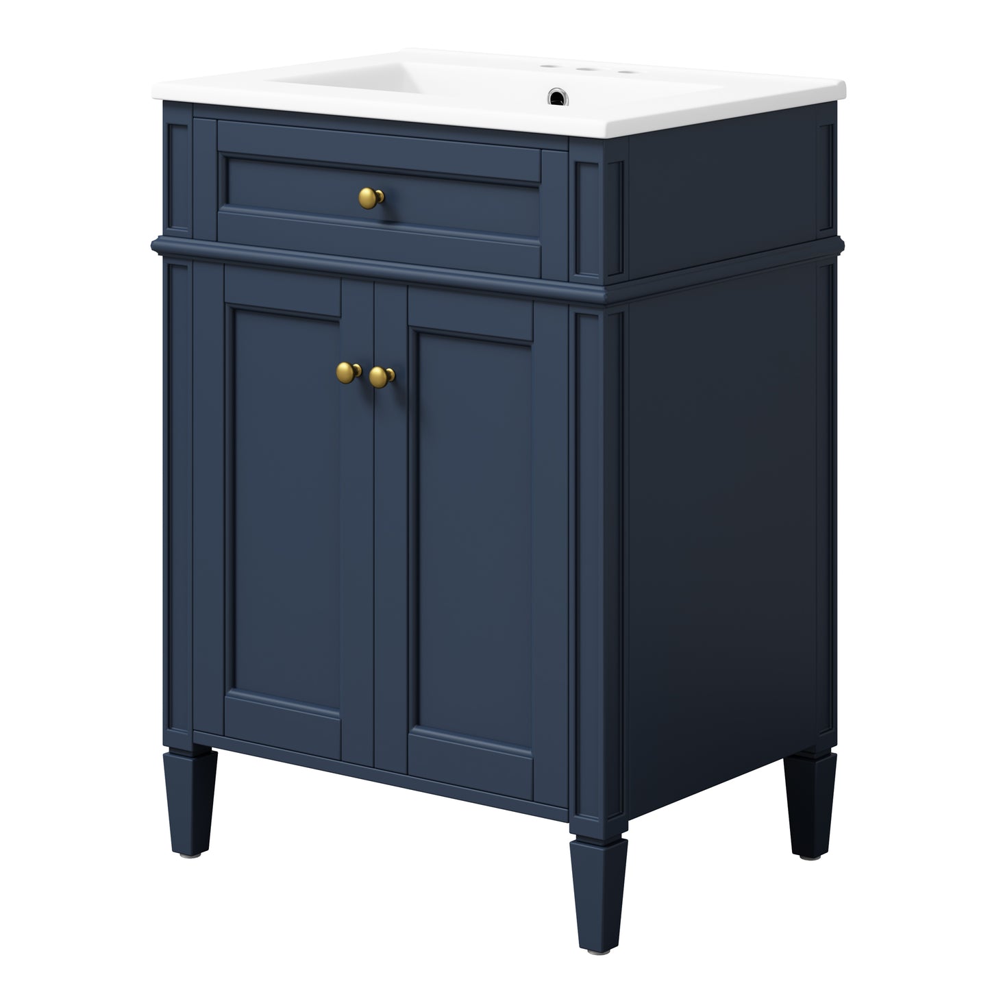 24" Blue Bathroom Vanity with Soft-Close Doors & Storage Drawer