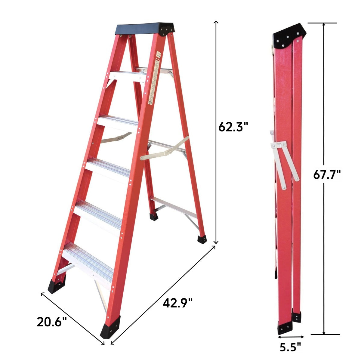 Fiberglass Ladder, Single Side Step For Electrical Engineering Ladder