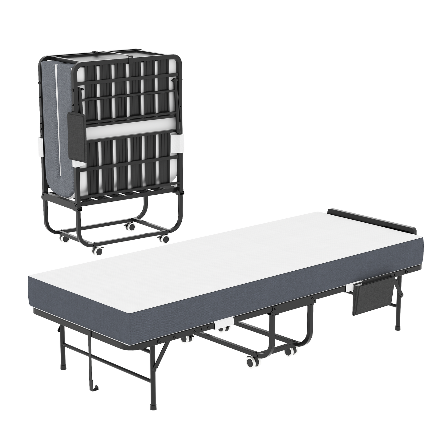 75 Folding Bed With Adjustable Headboard & 5 Memory Foam, Space