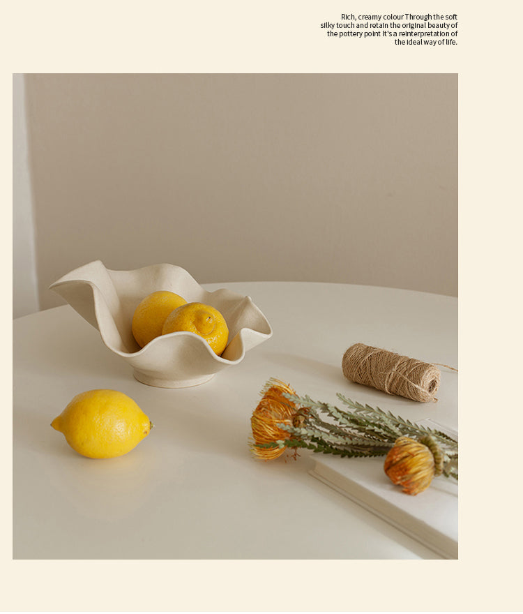Cream Ceramic Fruit Plate Decorative Dinnerware - High Temperature Resistant