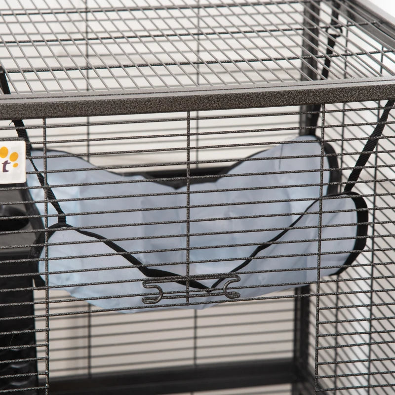 Small Animal Cage with Wheels, Multi-Tier Ferret and Chinchilla Habitat - Gray