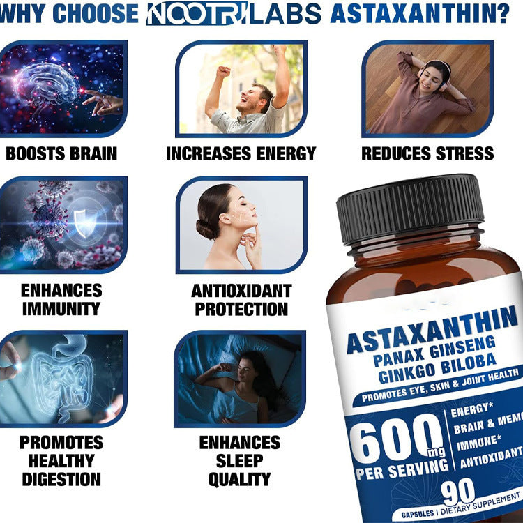 Astaxanthin Capsules - 90 Count Dietary Supplement for Skin & Eye Health