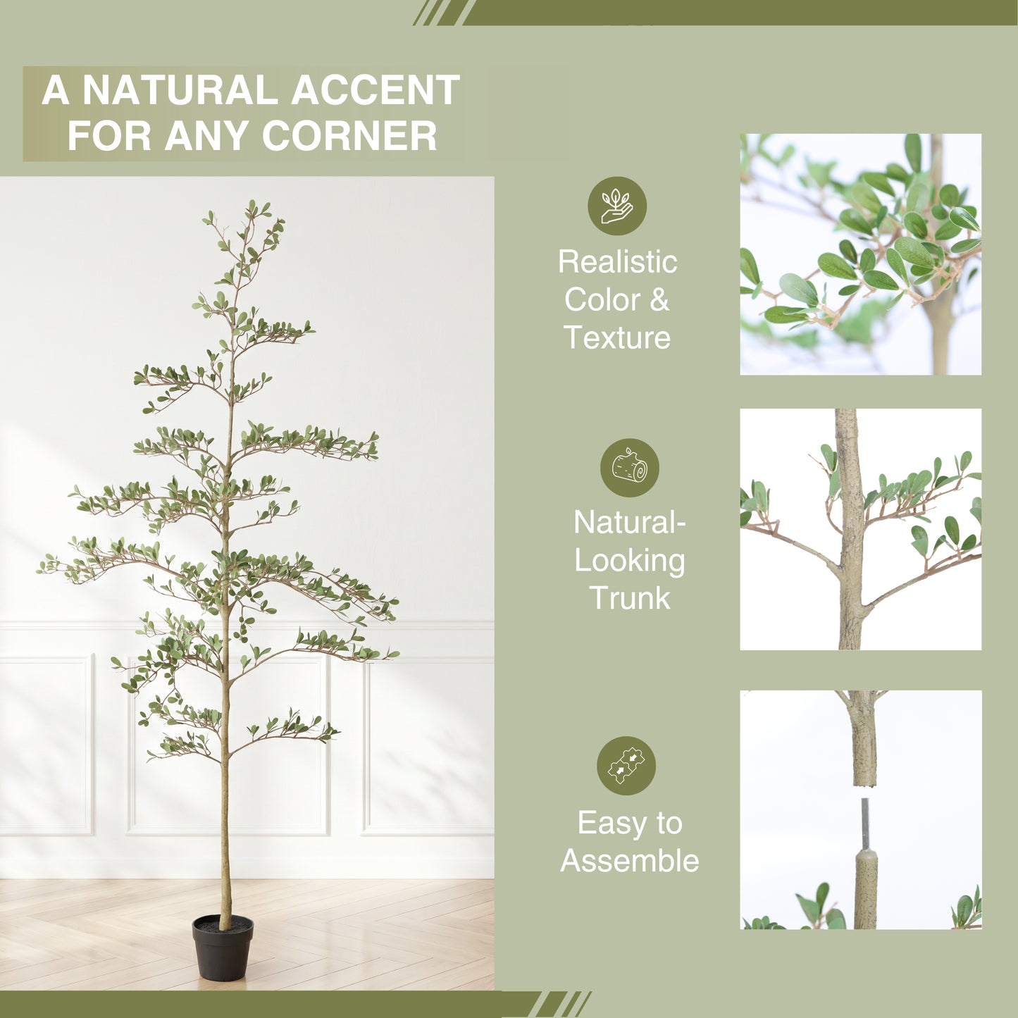 6ft Artificial Olive Tree - Realistic Faux Potted Plant in Black Pot