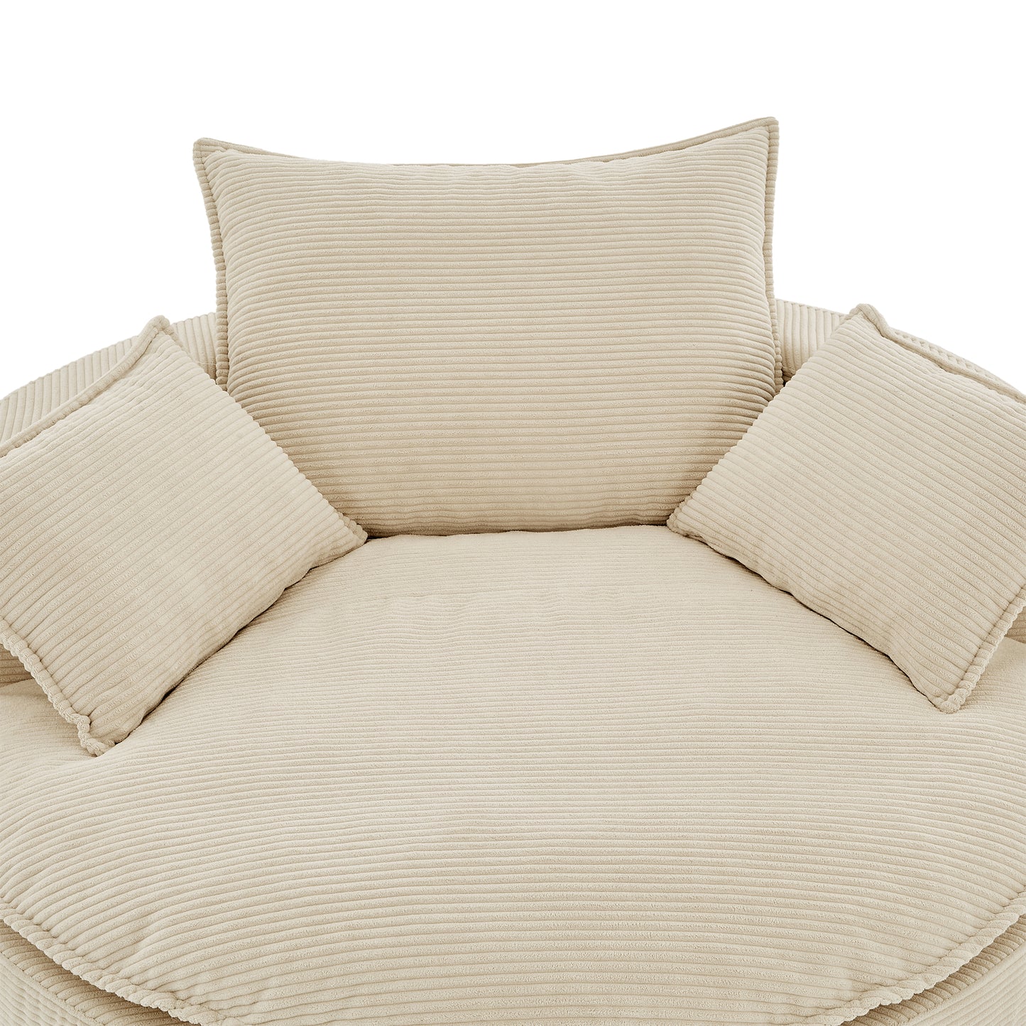 Oversized 360° Swivel Accent Chair with Dual-Layer Cushion - Beige