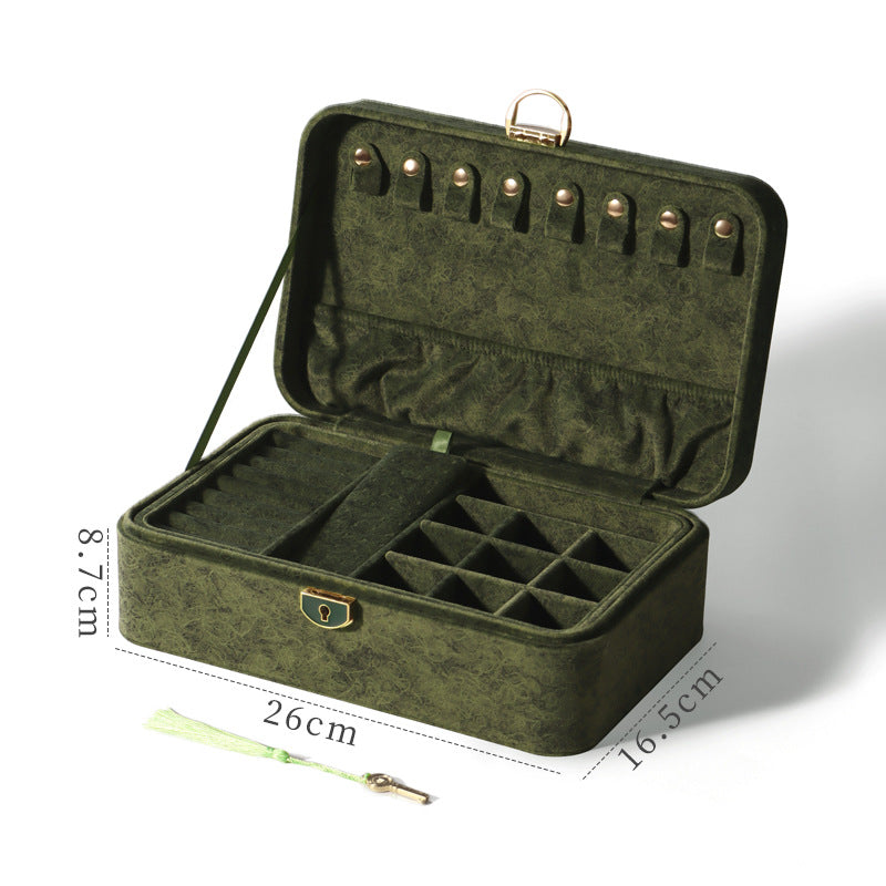 Double-Layer Jewelry Storage Box with Lock for Earrings & Bracelets