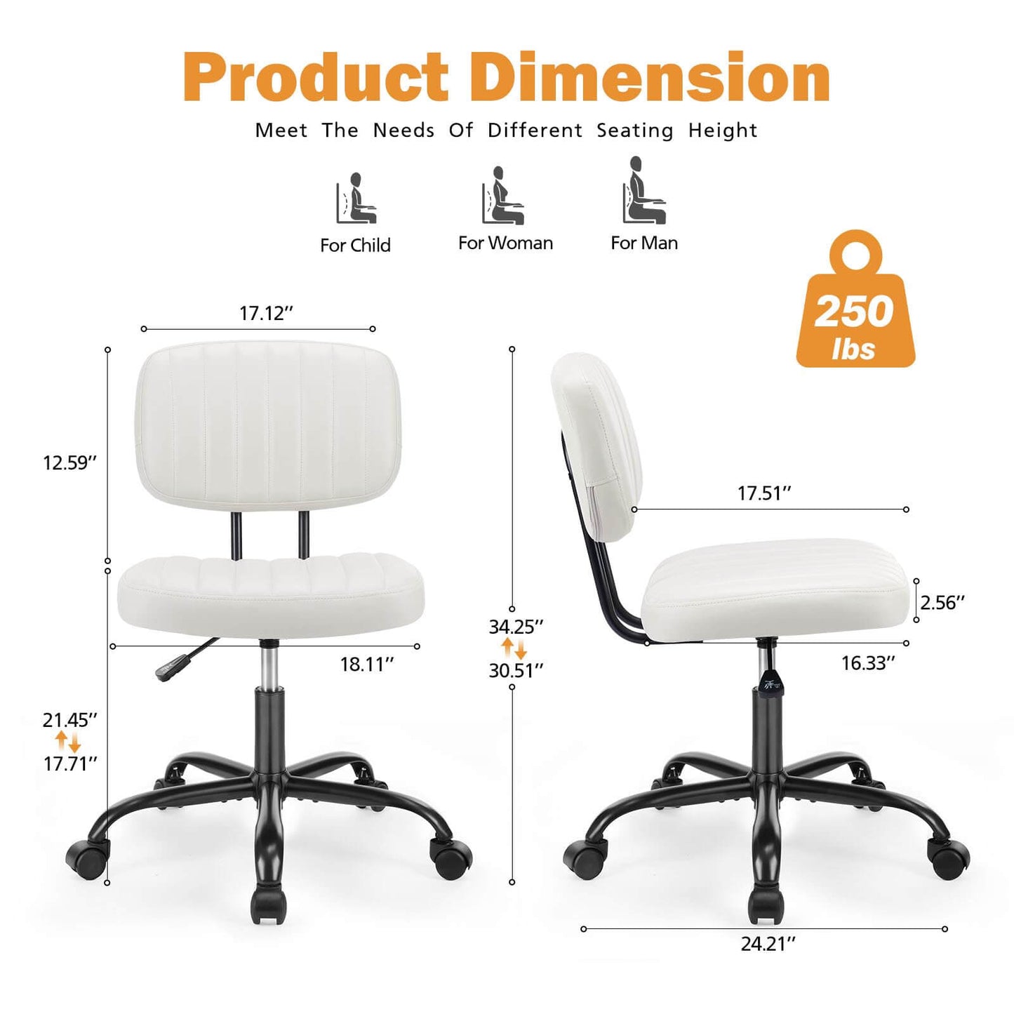 Adjustable Height 360° Rolling Swivel Office Chair - Multiple Colors