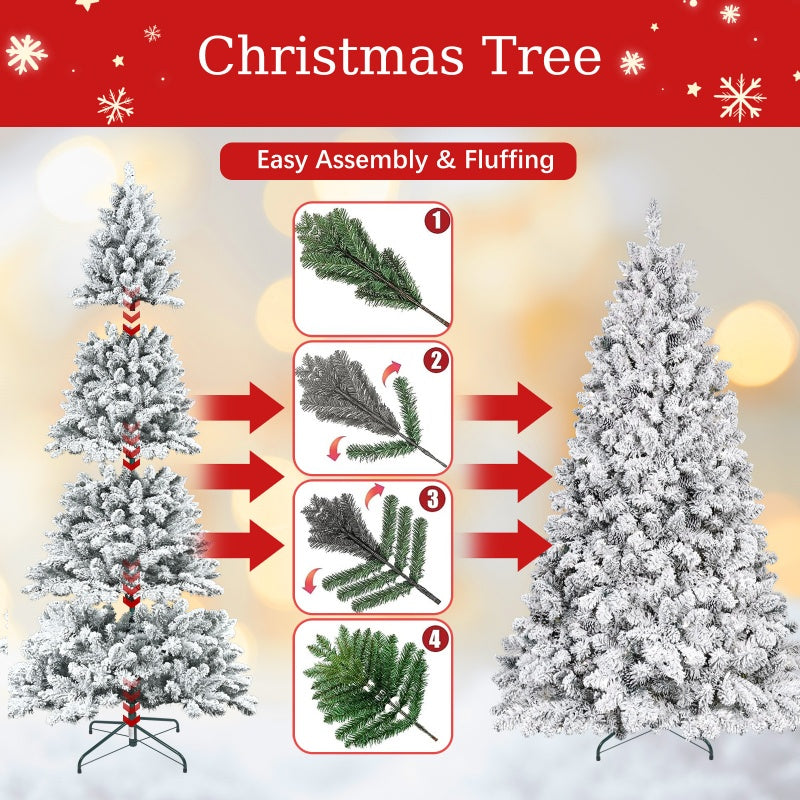 Flocked PVC Christmas Tree with Pine Cones - Multiple Heights