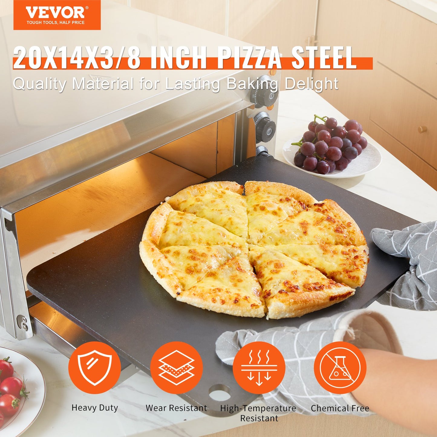 Pre-Seasoned Carbon Steel Pizza Steel Plate - 20" x 14"