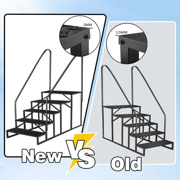 Heavy-Duty Pool & RV Step Ladder with Handrail - 660Lb Capacity, Anti-Slip