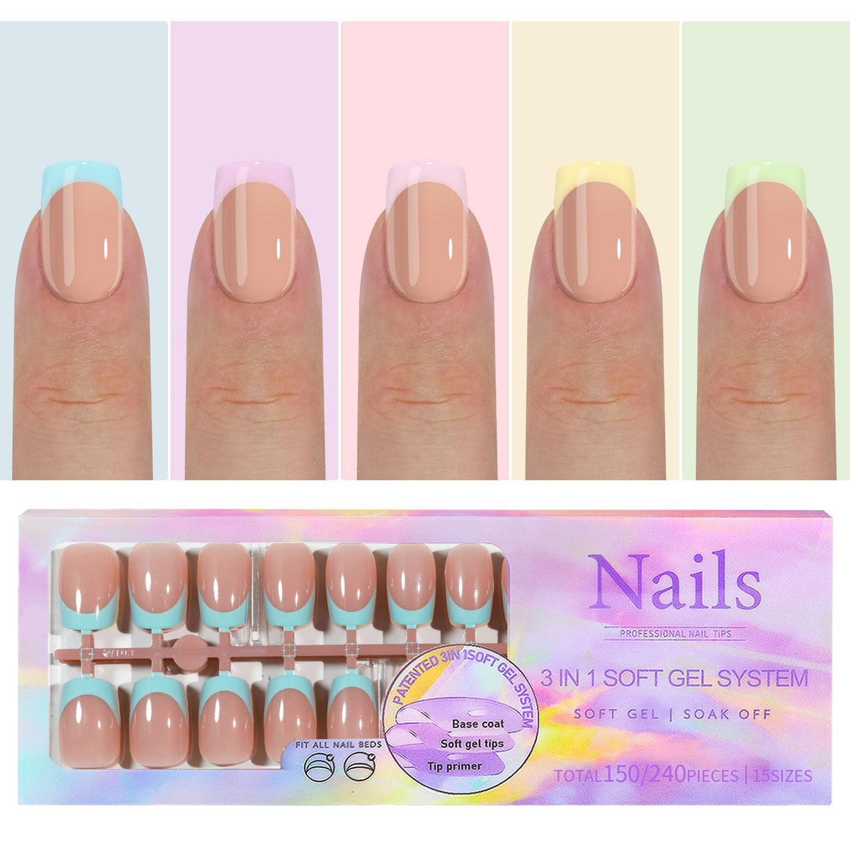 Manicure Nail Art & Wear Armor Set - French Seamless Detachable Tips