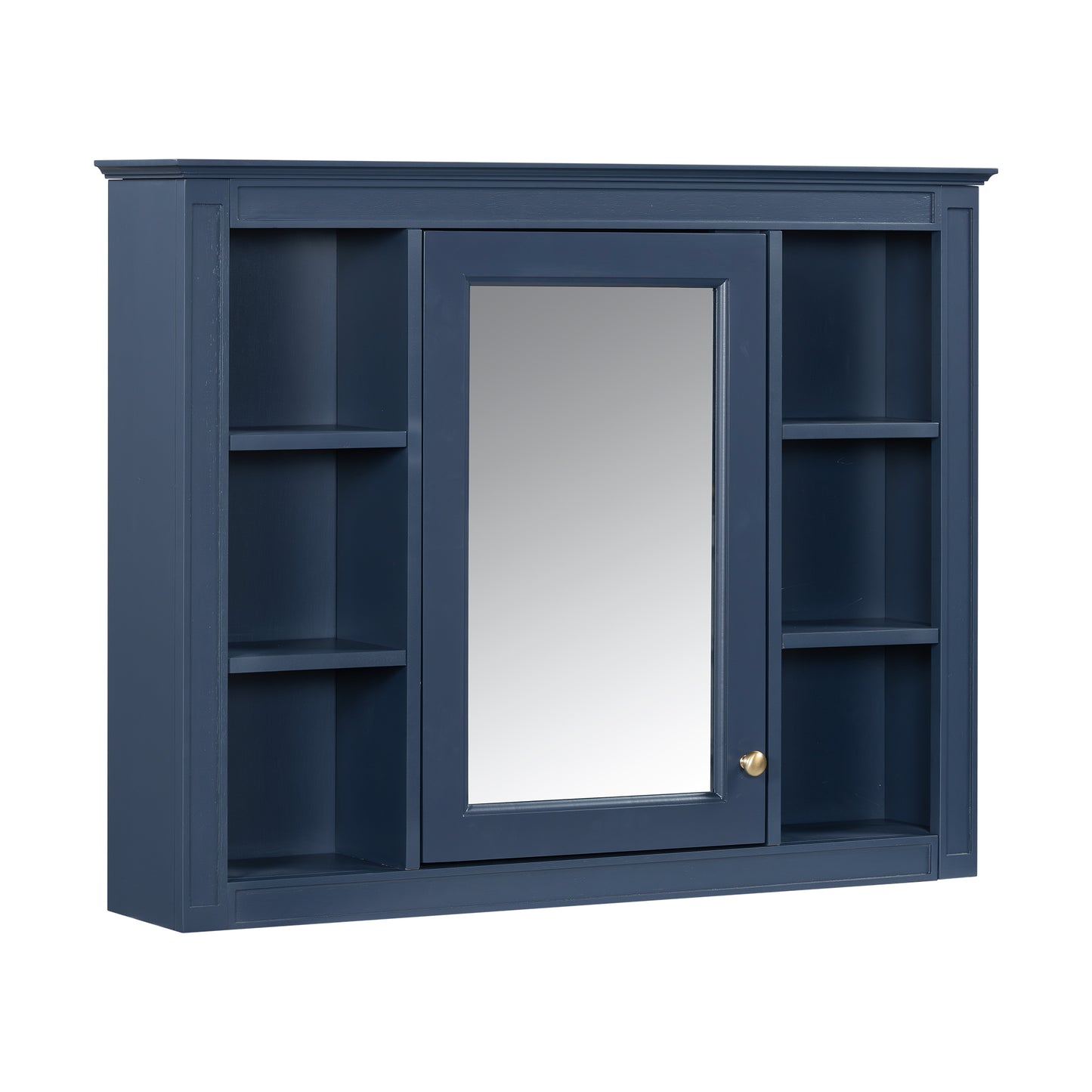 35'' x 28'' Wall Mounted Bathroom Storage Cabinet with Mirror - Blue