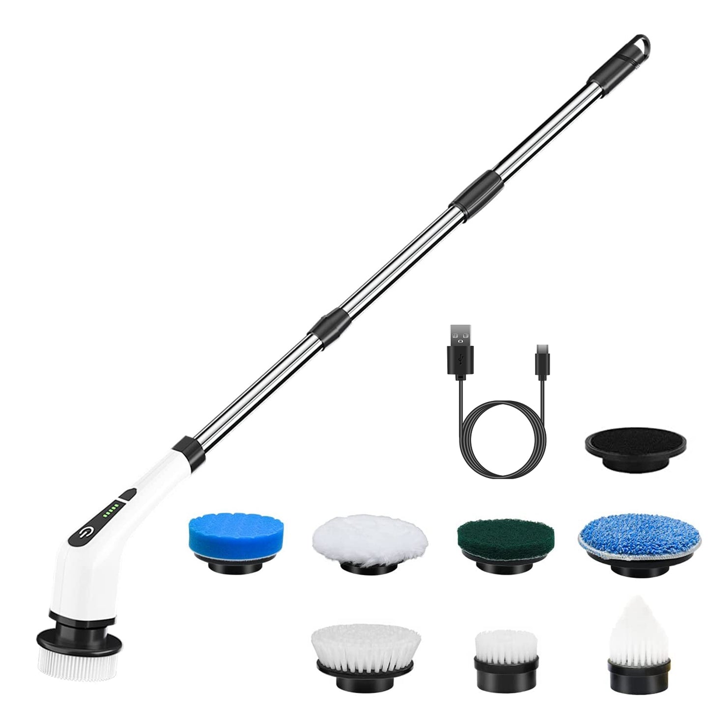 Electric Spin Scrubber Cordless Rechargeable Bathroom & Tile Cleaner with 8 Replaceable Heads