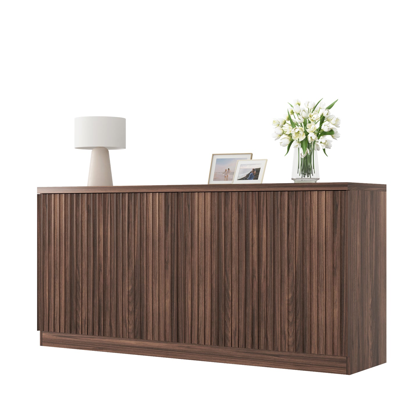 Buffet Cabinet with Storage - 62.6" Wooden Sideboard in Walnut