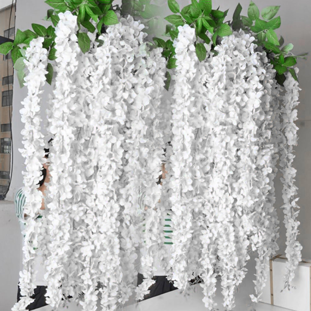 Wisteria String Decor for Wedding & Party, Rattan & Silk Flower Garlands