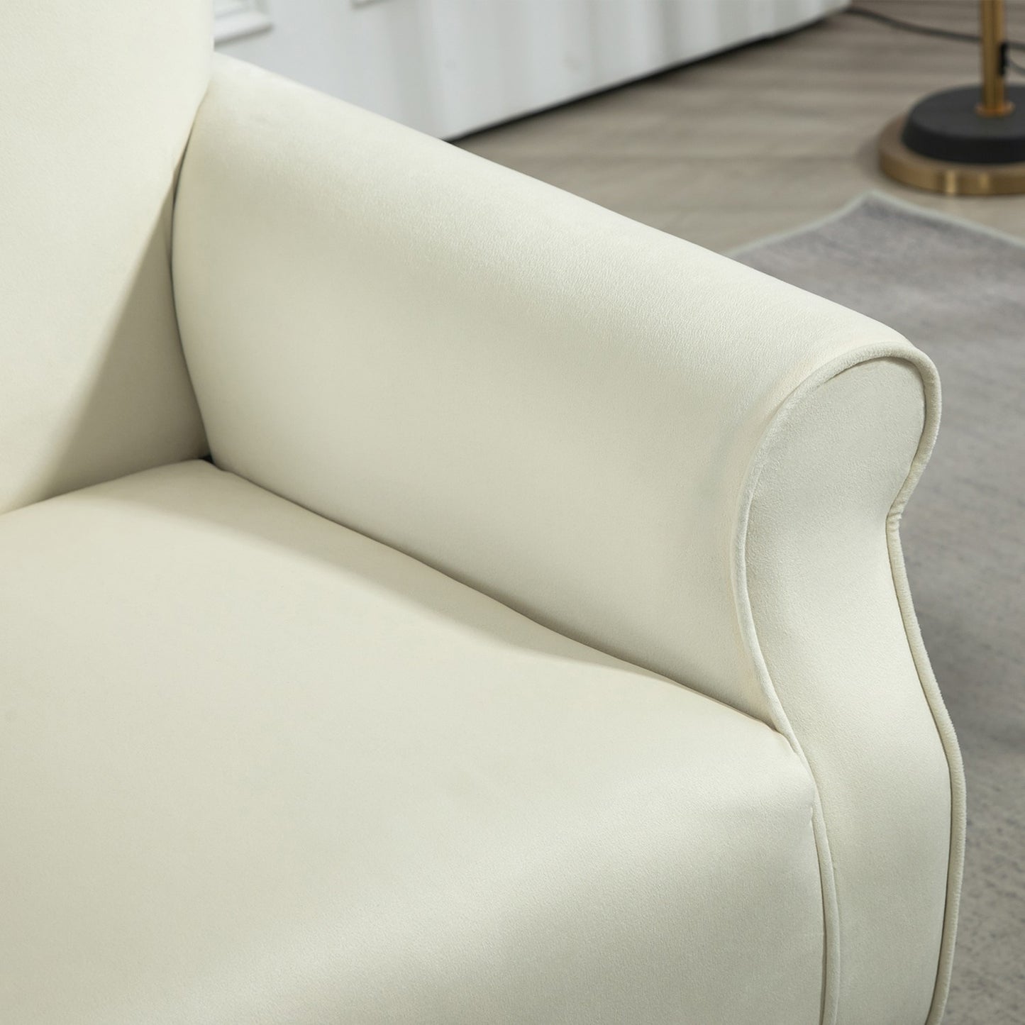 Mid-Century Modern Wingback Accent Chair, Upholstered Fabric Armchair
