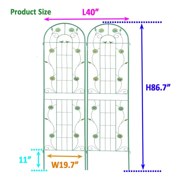 Metal Garden Trellis - 86.7" x 19.7" Rustproof Support for Climbing Plants