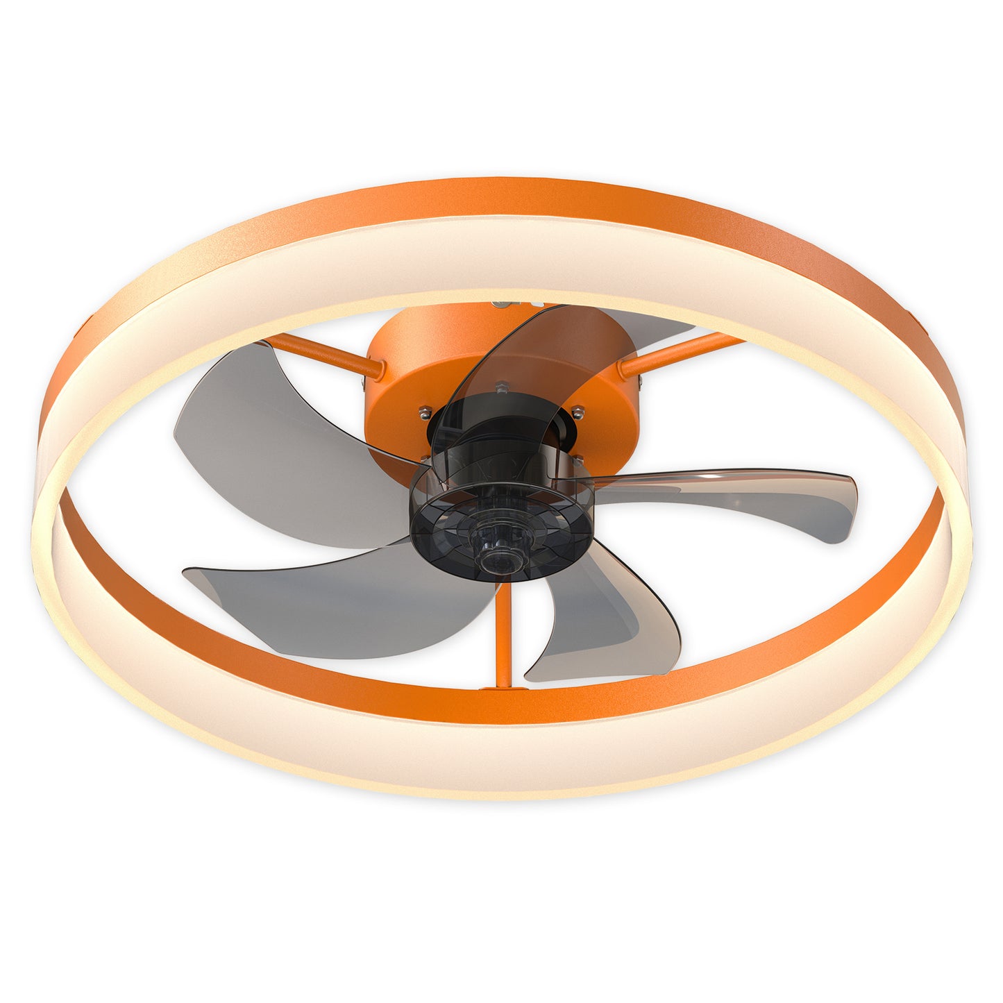 Dimmable LED Ceiling Fan with Lights - Thin Modern Design, Orange