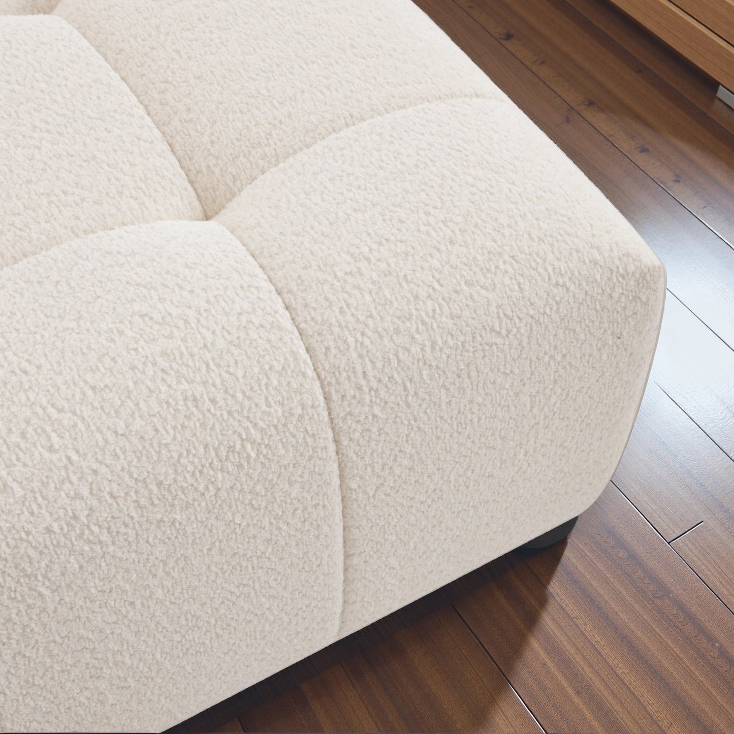 Kaynes Chic Tufted Ivory Boucle Ottoman