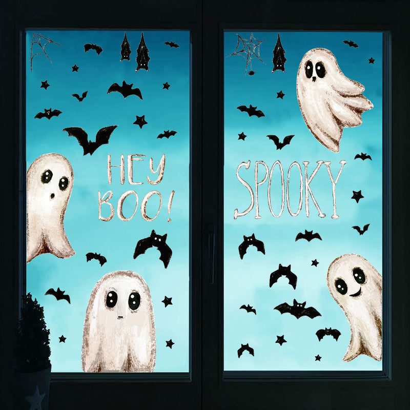 Halloween Window Stickers Ghost and Bat Decals for Festive Decor 20x30cm 6 Pack