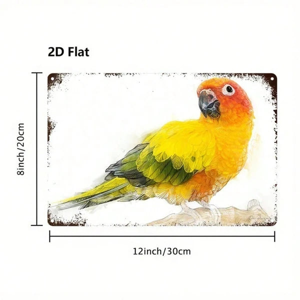 Sun Conure Parrot Metal Sign - 8x12 Inch Wall Decor