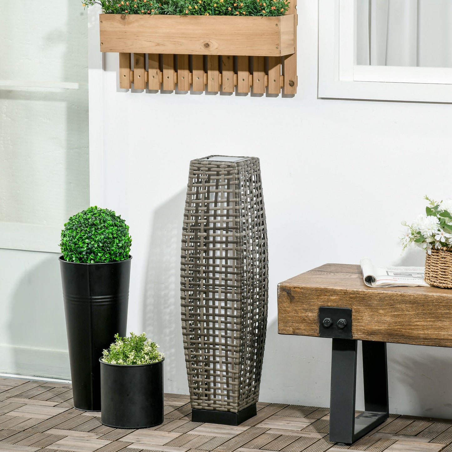 Solar Floor Lamp - Outdoor Garden Lantern with Auto On/Off LED Lights