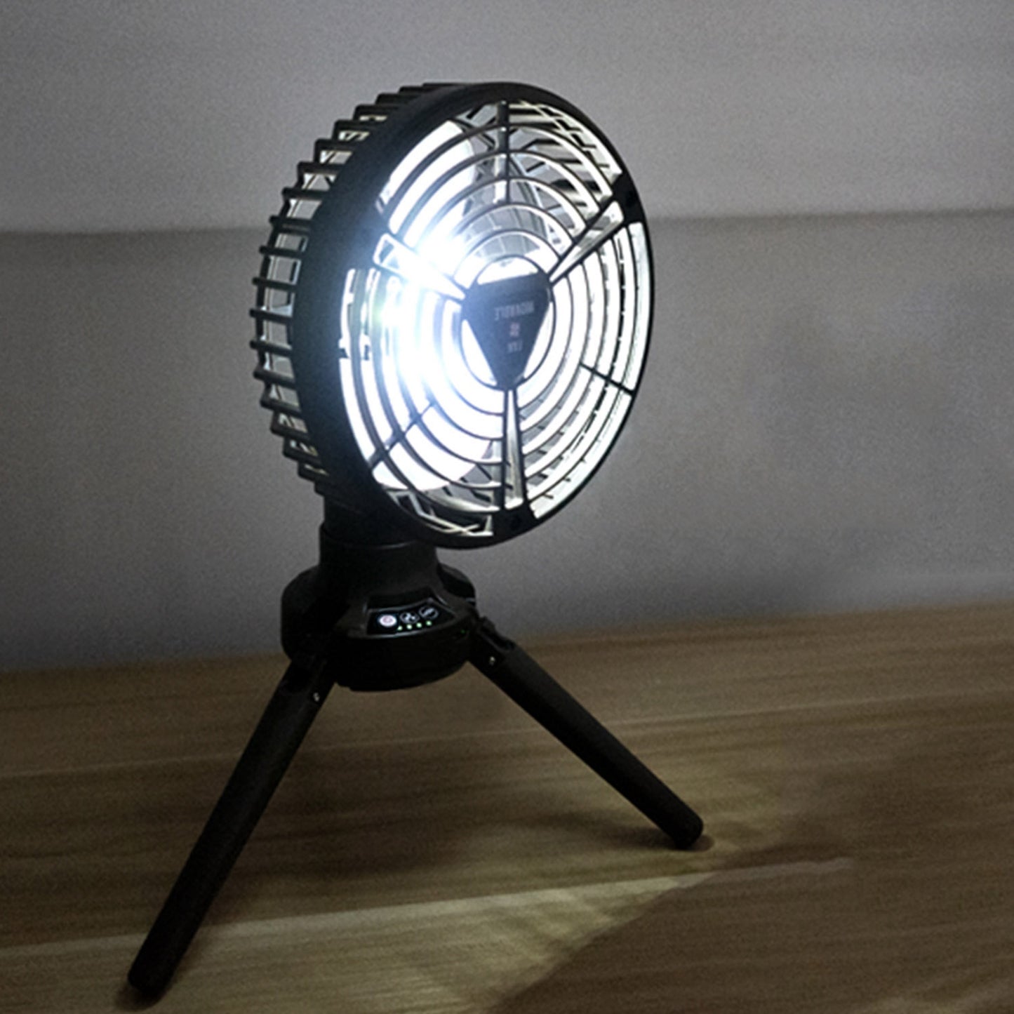 10400mAh Portable Camping Fan with LED Light - Black