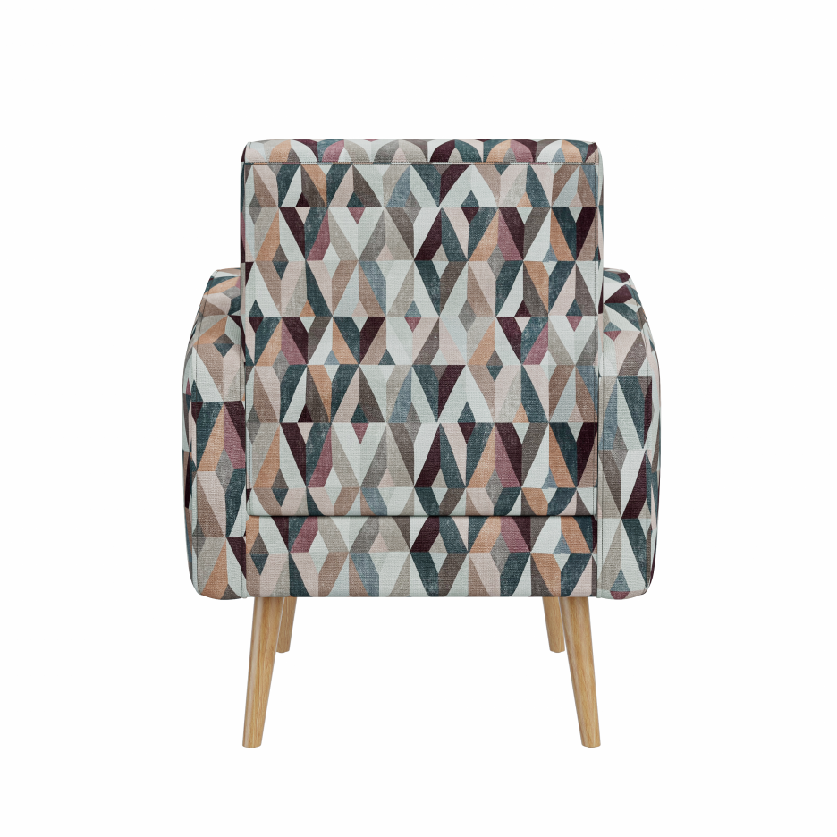 Darien Accent Arm Chair - Red and Tan Prism Pattern