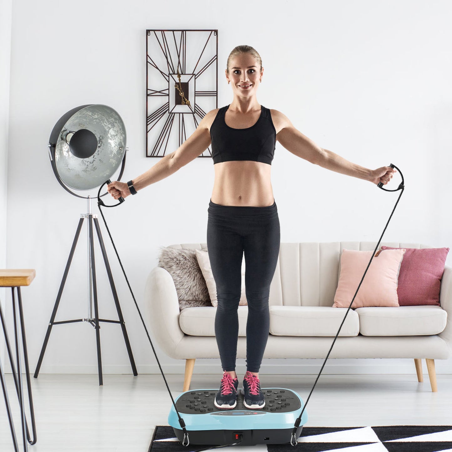 Whole Body Vibration Exercise Machine with Resistance Bands