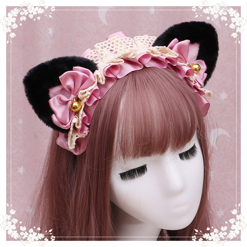Lolita Cat Ear Headband with Lace - Hair Accessory