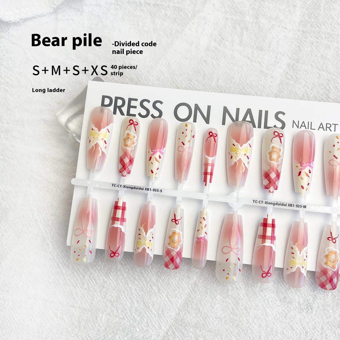 Nail Art Tips Set with Butterfly Bear Design - Multiple Colors & Styles