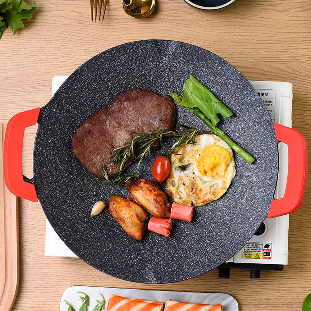 Outdoor Round Maifan Stone BBQ Plate with Silicone Cover - 30cm, 33cm, 36cm
