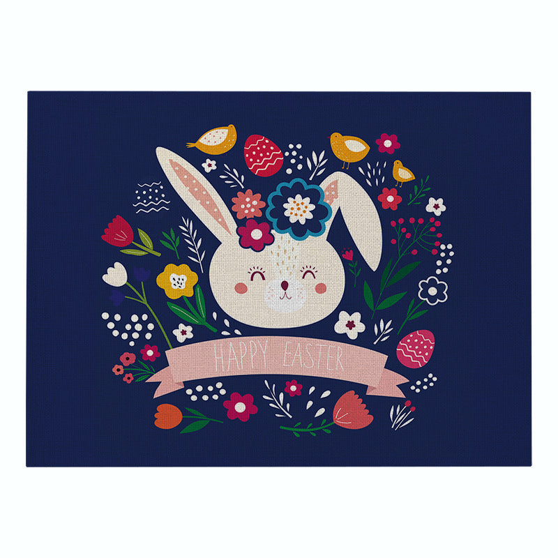 Cartoon Rabbit Kitchen Coaster Set Anti-Scalding Cotton Linen Placemat