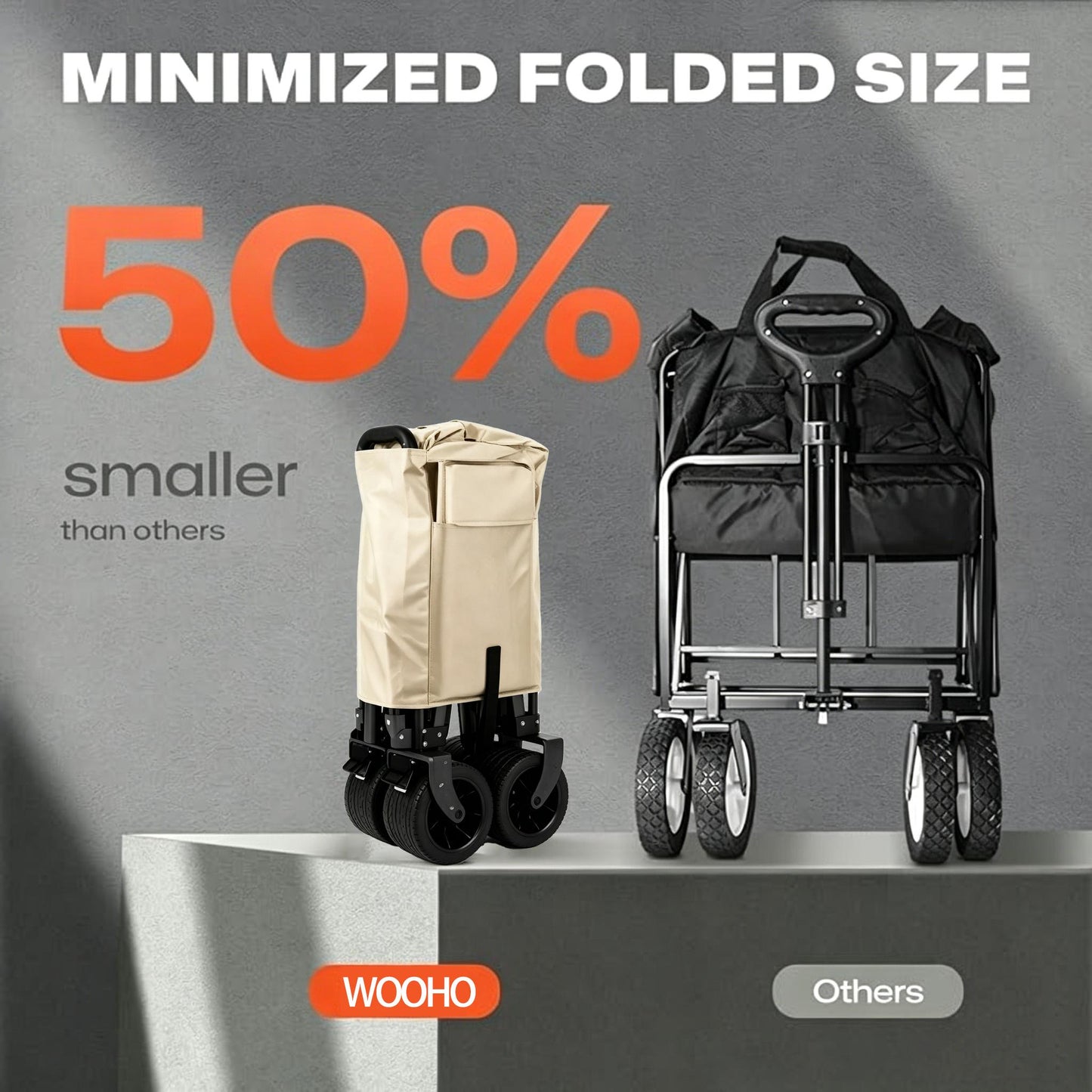Foldable Camping Cart with Removable Tabletop & All-Terrain Wheels