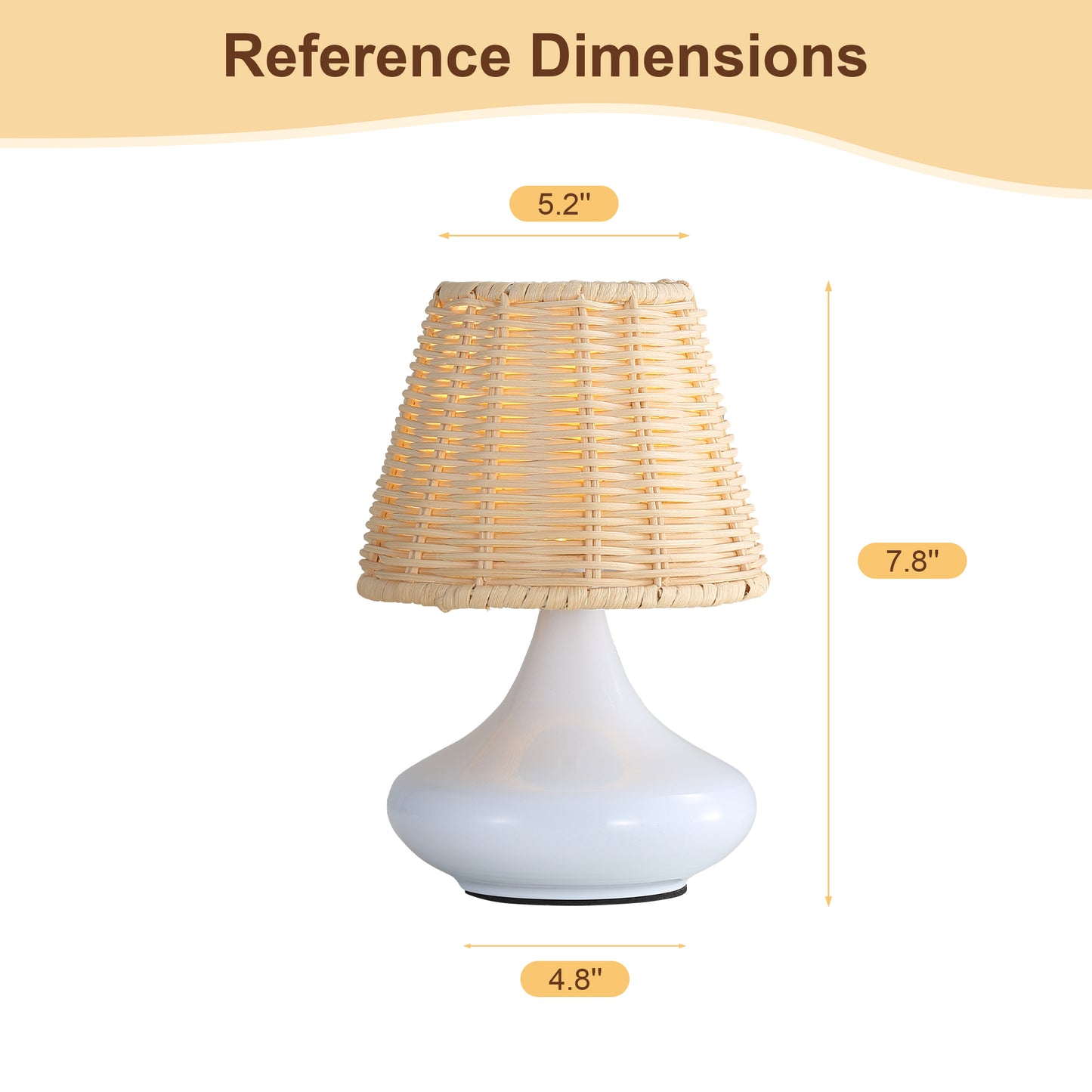 Dimmable White Bamboo Table Lamp with Iron Base - 3 Light Colors, Night Light