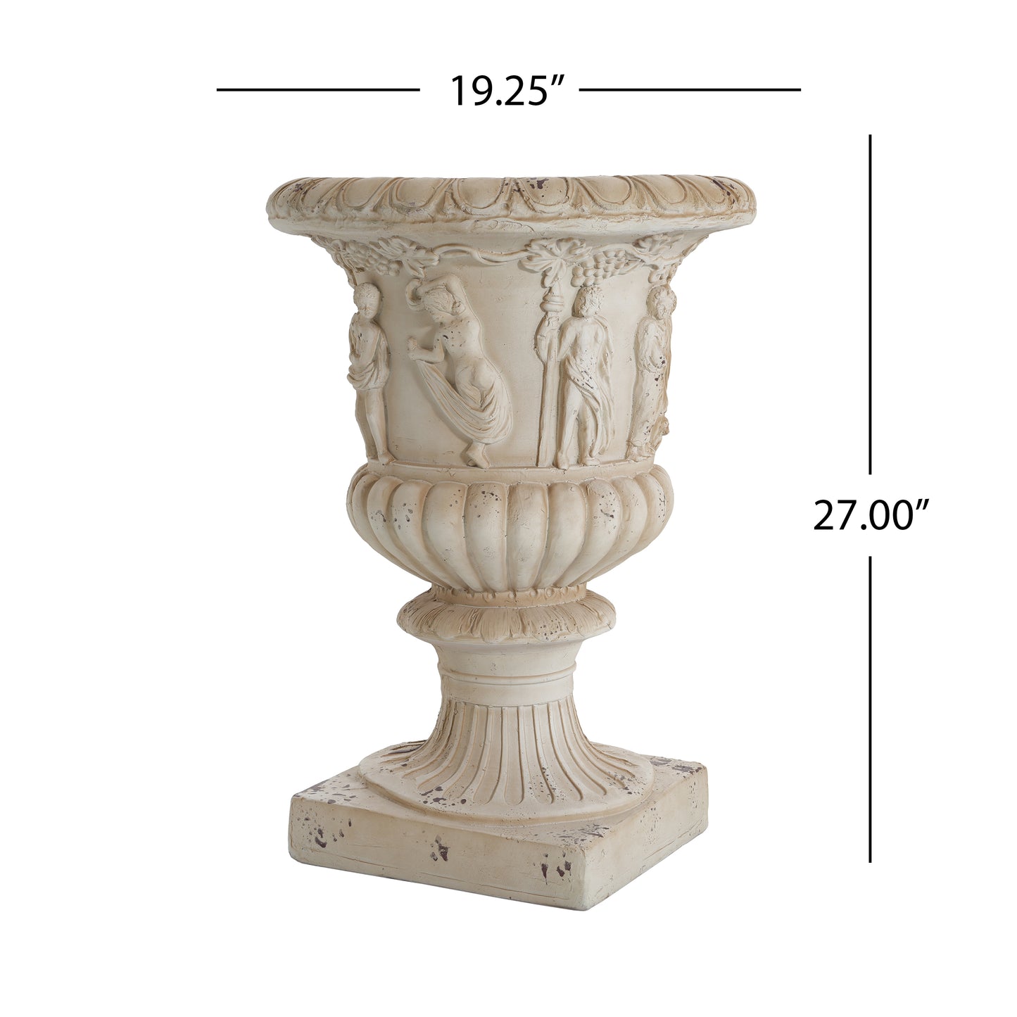 MGO Garden Urn, Antique White, 27 H