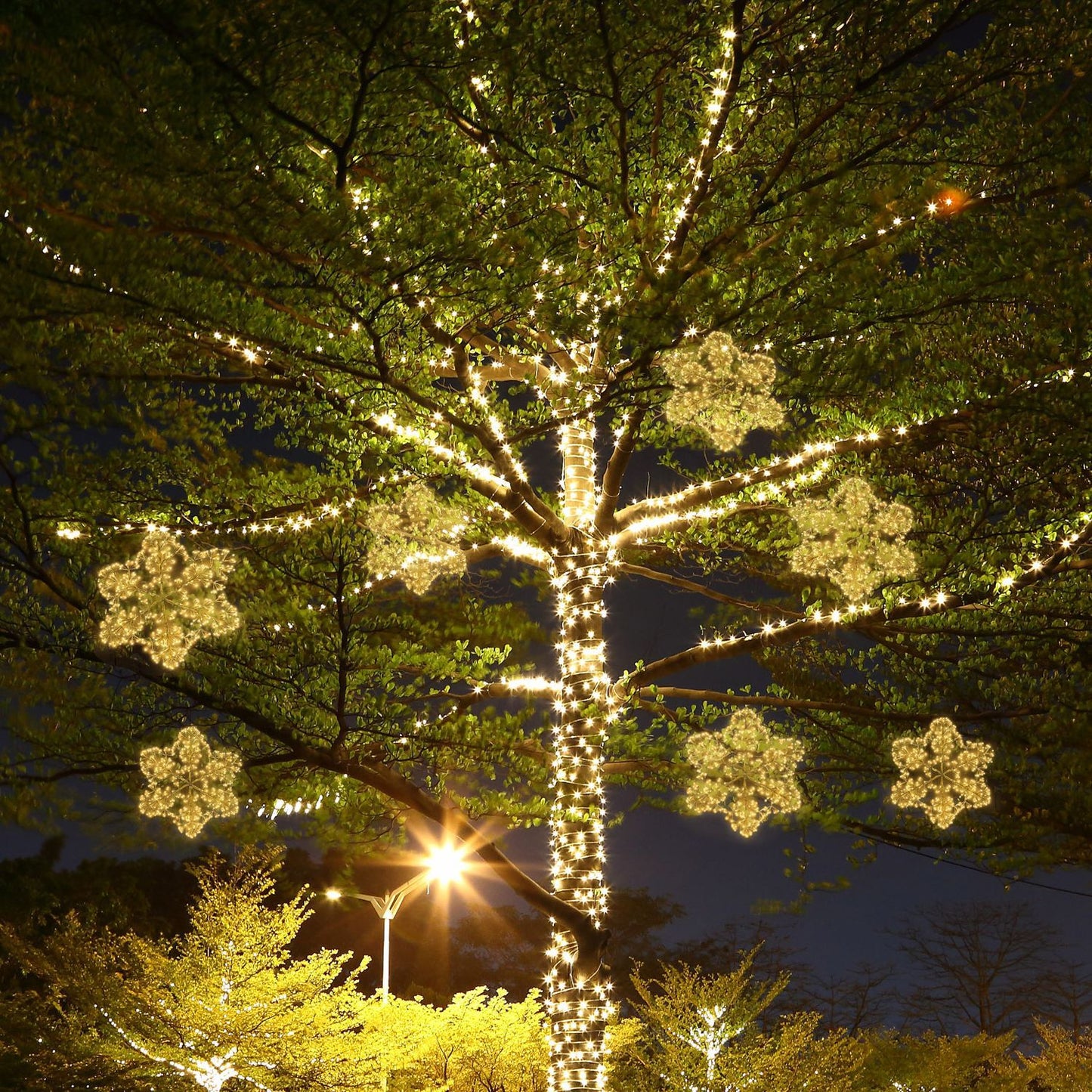 LED Snowflake Christmas Lights Warm White Outdoor Decor 60-90cm