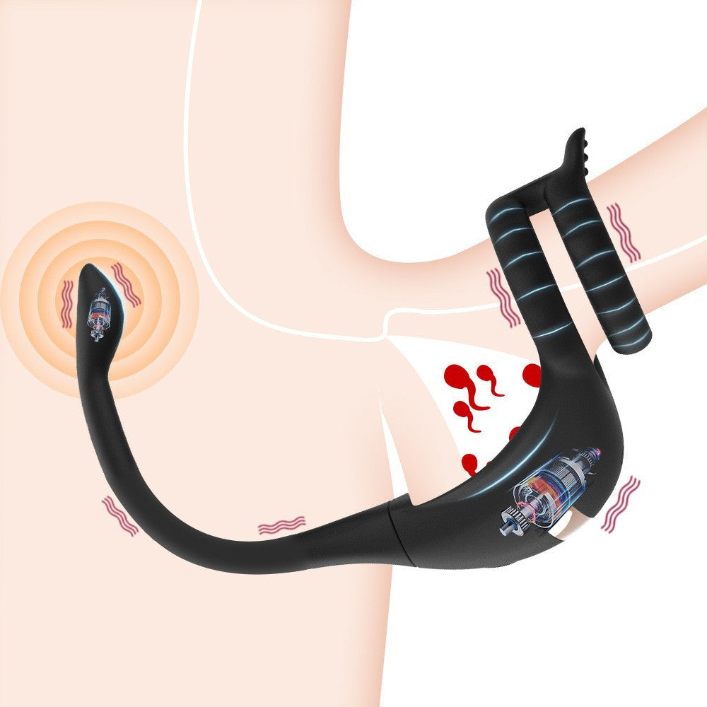 Men's Horseshoe Ring Massager with Remote Control - Silicone Adult Wellness Device