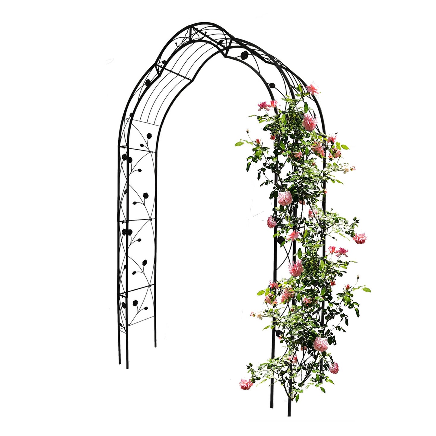 Metal Garden Arch with 8 Styles Freely Assembled Outdoor Trellis for Climbing Plants