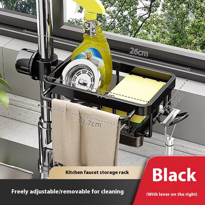 Multi-Purpose Aluminum Sink Faucet Storage Rack for Kitchen & Bathroom