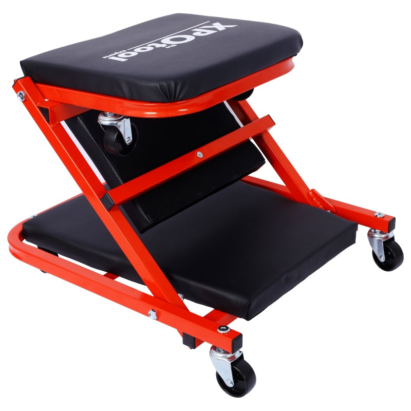 36-Inch Mechanic Creeper Seat - 2-in-1 Garage Tool, Supports 300 Lb, Red
