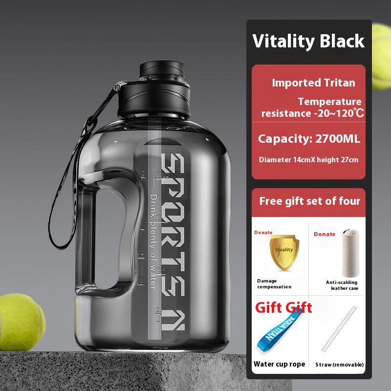 Large Capacity Sports Water Bottle - 2.7L Tritan Hydration Bottle for Fitness & Exercise