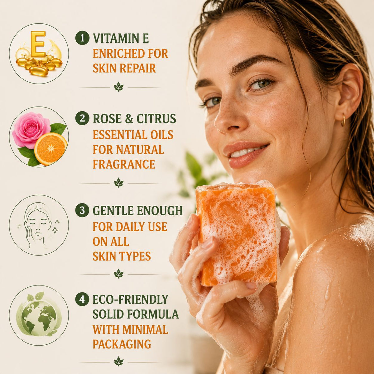 Persimmon Soap 100g | Natural Skin Care Bar for Face & Body - Multiple Quantities