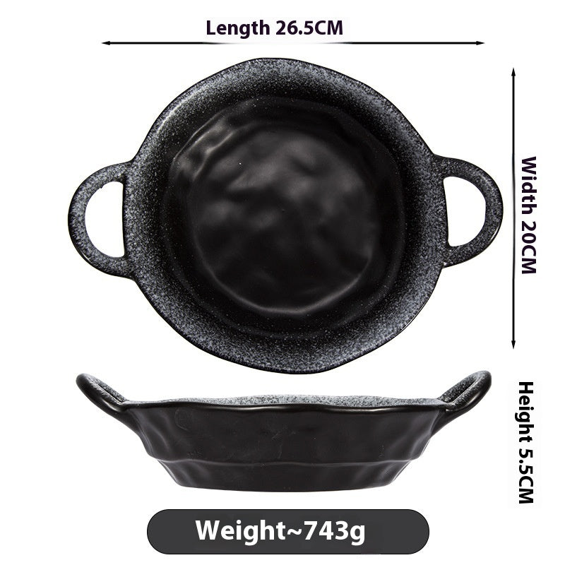 Japanese Vintage Ceramic Soup Plate Large Deep Bowl for Hot Pot Dining