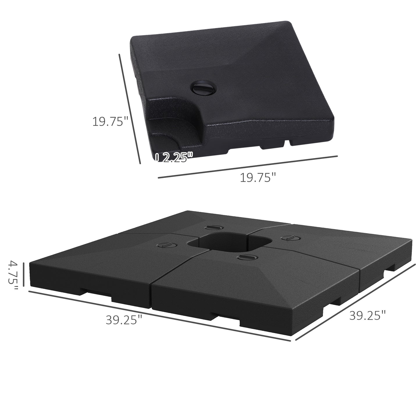 Patio Umbrella Base Weights Set - 4 Pieces, 176 lbs Capacity